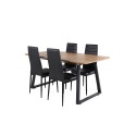 Inca söögilaud – 160/200*85*H75 – tamm/must+õhuke kõrge seljatoega söögitool – mustad jalad – must PU_4