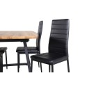 Inca söögilaud – 160/200*85*H75 – tamm/must+õhuke kõrge seljatoega söögitool – mustad jalad – must PU_4
