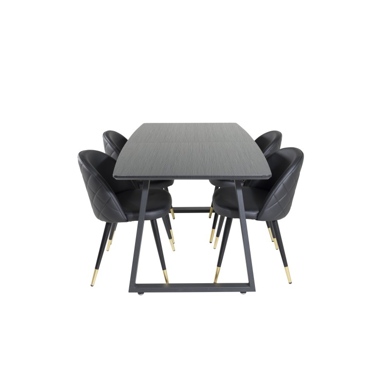 Inca Extentiontable - must top / must jalad + samet söögitool - PU - must / must_4
