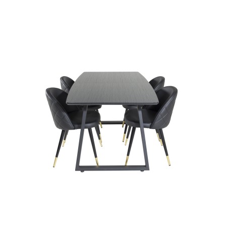 Inca Extentiontable - must top / must jalad + samet söögitool - PU - must / must_4