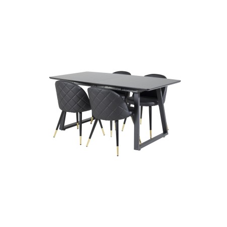 Inca Extentiontable - must top / must jalad + samet söögitool - PU - must / must_4