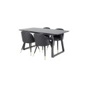 Inca Extentiontable - must top / must jalad + samet söögitool - PU - must / must_4