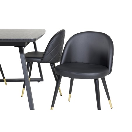 Inca Extentiontable - must top / must jalad + samet söögitool - PU - must / must_4