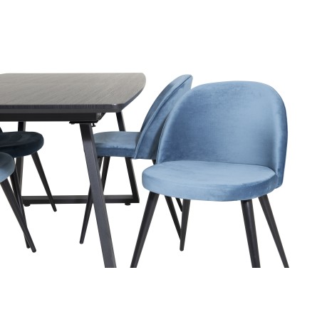 Inca Extentiontable - must top / must jalad + samet söögitool - sinine / must_4
