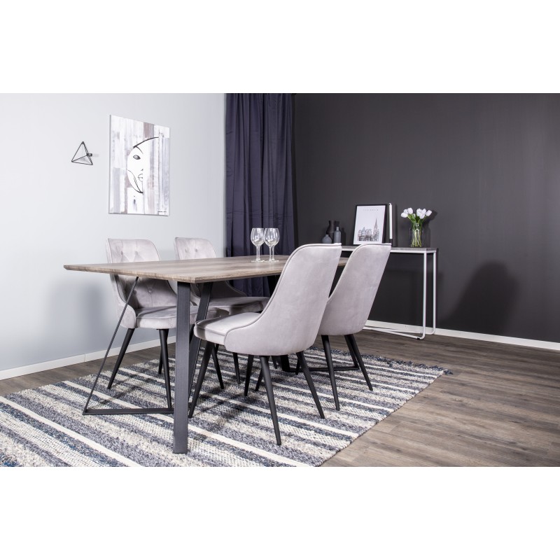 Marina söögilaud – 180*90*H75+Velvet Deluxe söögitoolid – must