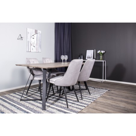 Marina söögilaud – 180*90*H75+Velvet Deluxe söögitoolid – must