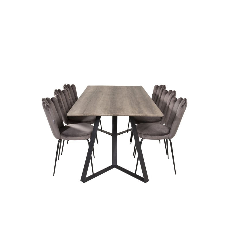 Marina söögilaud – 180*90*H75+Limhamn Light – Toolid – Grey Velvet_6