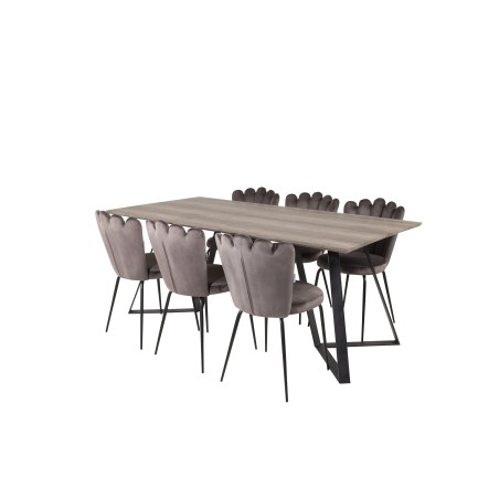 Marina söögilaud – 180*90*H75+Limhamn Light – Toolid – Grey Velvet_6