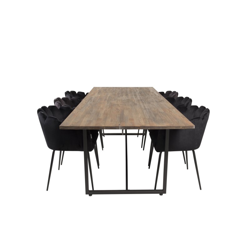 Padang Matbord – Svart / mörk Teak – 250*100*H76+Limhamn – Toolid – Black Velvet_6