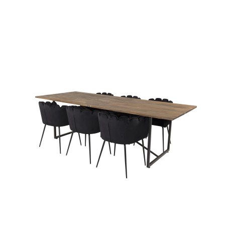 Padang Matbord – Svart / mörk Teak – 250*100*H76+Limhamn – Toolid – Black Velvet_6
