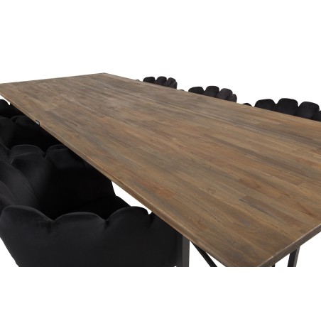Padang Matbord – Svart / mörk Teak – 250*100*H76+Limhamn – Toolid – Black Velvet_6
