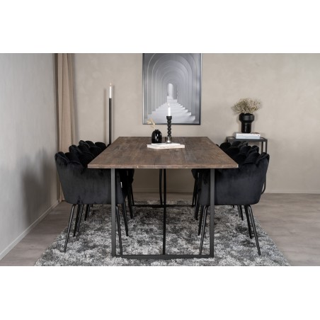 Padang Matbord – Svart / mörk Teak – 250*100*H76+Limhamn – Toolid – Black Velvet_6