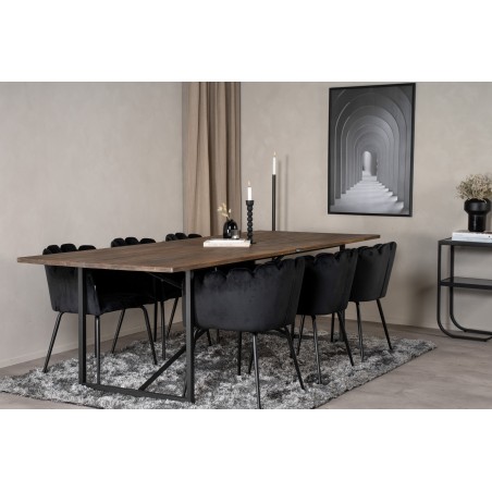 Padang Matbord – Svart / mörk Teak – 250*100*H76+Limhamn – Toolid – Black Velvet_6