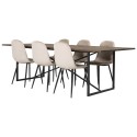 Padang Matbord – Svart / mörk Teak – 250*100*H76+Polar söögitoolid – mustad jalad / beež Velvet_6