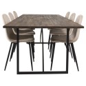 Padang Matbord – Svart / mörk Teak – 250*100*H76+Polar söögitoolid – mustad jalad / beež Velvet_6