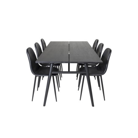 Elegantne pikendatav must harjatud söögilaud– 195*95+Polar söögitoolid – must / must_6