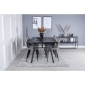 Elegantne pikendatav must harjatud söögilaud – 195*95+Polar söögitoolid – mustad jalad / helehall samet_6