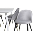 Söögilaud Polar 180 cm - Valge pealispind / valged jalad+velvet söögitoolid messing - helehall / must_6