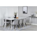 Söögilaud Polar 180 cm - Valge pealispind / valged jalad+velvet söögitoolid messing - helehall / must_6