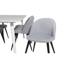 Söögilaud Polar 180 cm - Valge kate / valged jalad+velvet söögitoolid Velvetist - helehall / must_6