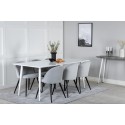 Söögilaud Polar 180 cm - Valge kate / valged jalad+velvet söögitoolid Velvetist - helehall / must_6