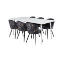 Söögilaud Polar 180 cm - Valge kate / valged jalad+velvet söögitoolid- must lillekangas_6