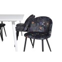 Söögilaud Polar 180 cm - Valge kate / valged jalad+velvet söögitoolid- must lillekangas_6