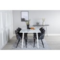 Söögilaud Polar 180 cm - Valge kate / valged jalad+velvet söögitoolid- must lillekangas_6