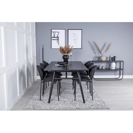Elegantne pikendatav must harjatud – 195*95+ Vault söögitoolid – mustad jalad – must kangas_6