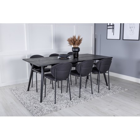 Elegantne pikendatav must harjatud – 195*95+ Vault söögitoolid – mustad jalad – must kangas_6