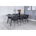Elegantne pikendatav must harjatud – 195*95+ Vault söögitoolid – mustad jalad – must kangas_6