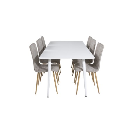 Söögilaud Polar 180 cm - valge kate / valged jalad+Windu Lyx söögitoolid - helehall / tamm_6