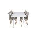 Söögilaud Polar 180 cm - valge kate / valged jalad+Windu Lyx söögitoolid - helehall / tamm_6