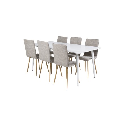 Söögilaud Polar 180 cm - valge kate / valged jalad+Windu Lyx söögitoolid - helehall / tamm_6