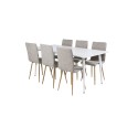 Söögilaud Polar 180 cm - valge kate / valged jalad+Windu Lyx söögitoolid - helehall / tamm_6