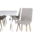 Söögilaud Polar 180 cm - valge kate / valged jalad+Windu Lyx söögitoolid - helehall / tamm_6
