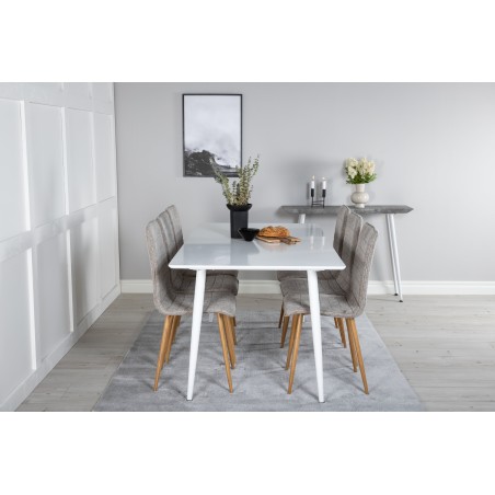 Söögilaud Polar 180 cm - valge kate / valged jalad+Windu Lyx söögitoolid - helehall / tamm_6