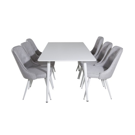 Söögilaud Polar 180 cm - Valge kate / valged jalad + Velvet Deluxe söögitoolid