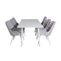 Söögilaud Polar 180 cm - Valge kate / valged jalad + Velvet Deluxe söögitoolid
