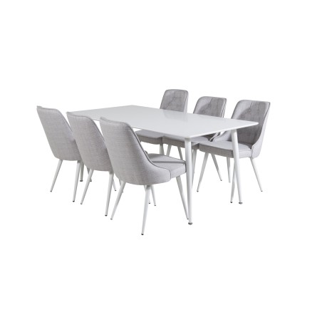 Söögilaud Polar 180 cm - Valge kate / valged jalad + Velvet Deluxe söögitoolid