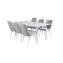 Söögilaud Polar 180 cm - Valge kate / valged jalad + Velvet Deluxe söögitoolid