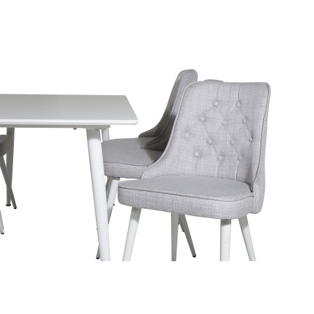 Söögilaud Polar 180 cm - Valge kate / valged jalad + Velvet Deluxe söögitoolid