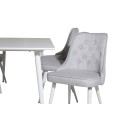 Söögilaud Polar 180 cm - Valge kate / valged jalad + Velvet Deluxe söögitoolid