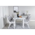 Söögilaud Polar 180 cm - Valge kate / valged jalad + Velvet Deluxe söögitoolid