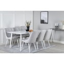 Söögilaud Polar 180 cm - Valge kate / valged jalad + Velvet Deluxe söögitoolid