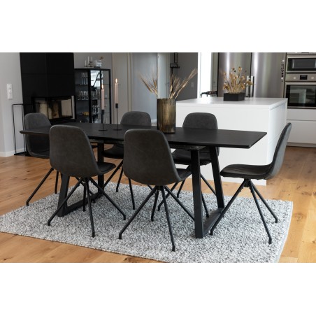 Söögilaud Inca Extentiontable - must top / mustad jalad + Polari söögitoolid pöörlemisfunktsiooniga