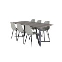 Marina söögilaud - 180*90*H75 - hall / must+polaarne plastikust söögitool - mustad jalad / hall plastik_6