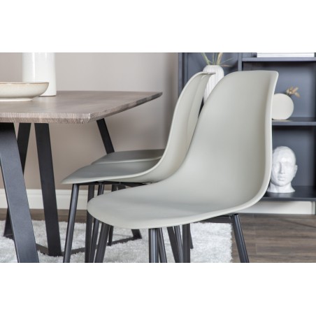 Marina söögilaud - 180*90*H75 - hall / must+polaarne plastikust söögitool - mustad jalad / hall plastik_6