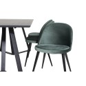Marina söögilaud - must top / mustad jalad + sametine söögitool - roheline / must_6