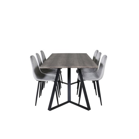Marina söögilaud – 180*90*H75 – hall / must+Polar Diamond söögitoolid – mustad jalad – hall Velvet_6